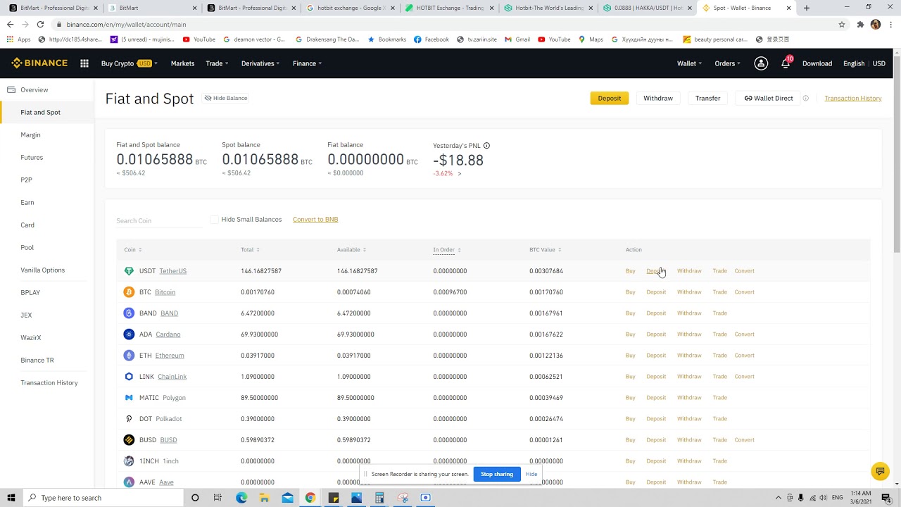 BINACE to BITMART USDT Transfer