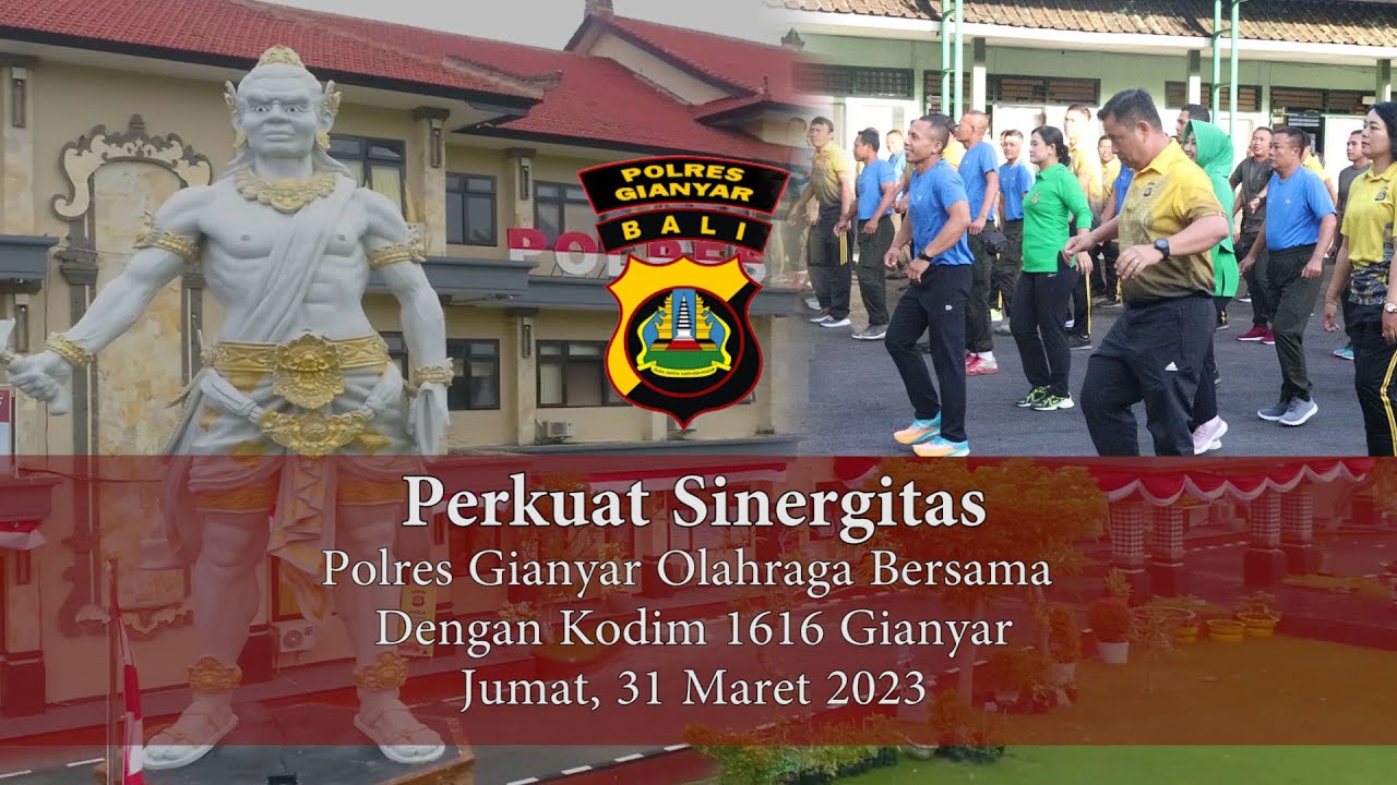 Perkuat Sinergitas, Polres Gianyar Olahraga Bersama Dengan Kodim 1616 Gianyar
