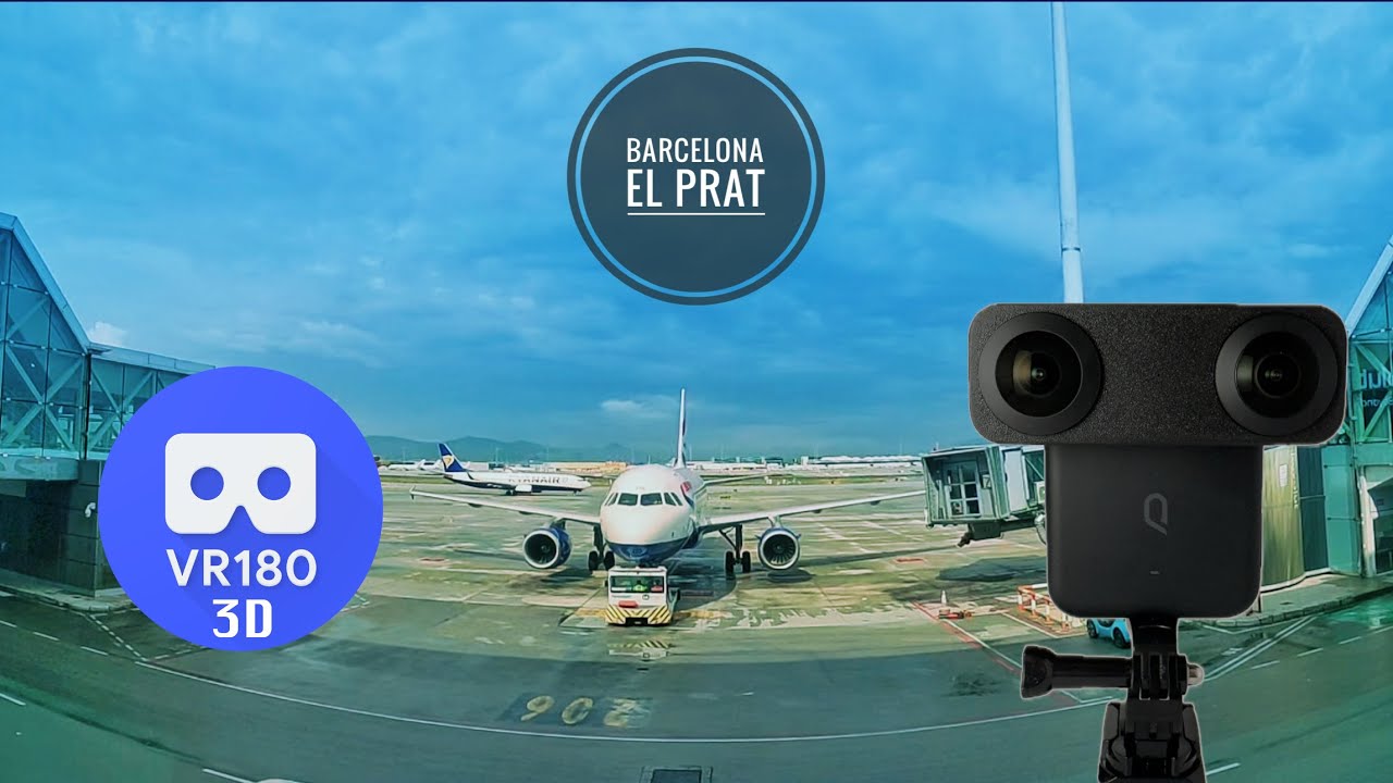 [8K VR180 3D] Traffic at Barcelona airport on a rainy day