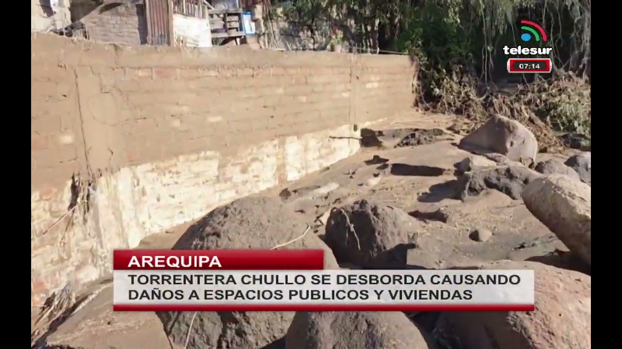 TORRENTERA CHULLO SE DESBORDA CAUSANDO DAÑOS A ESPACIOS PUBLICOS Y VIVIENDAS - #arequipa