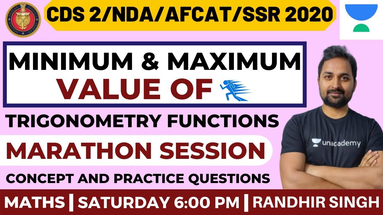 Minimum & Maximum Value of Trigonometry Functions | Marathon Session Part-1 | Maths | Randhir Singh