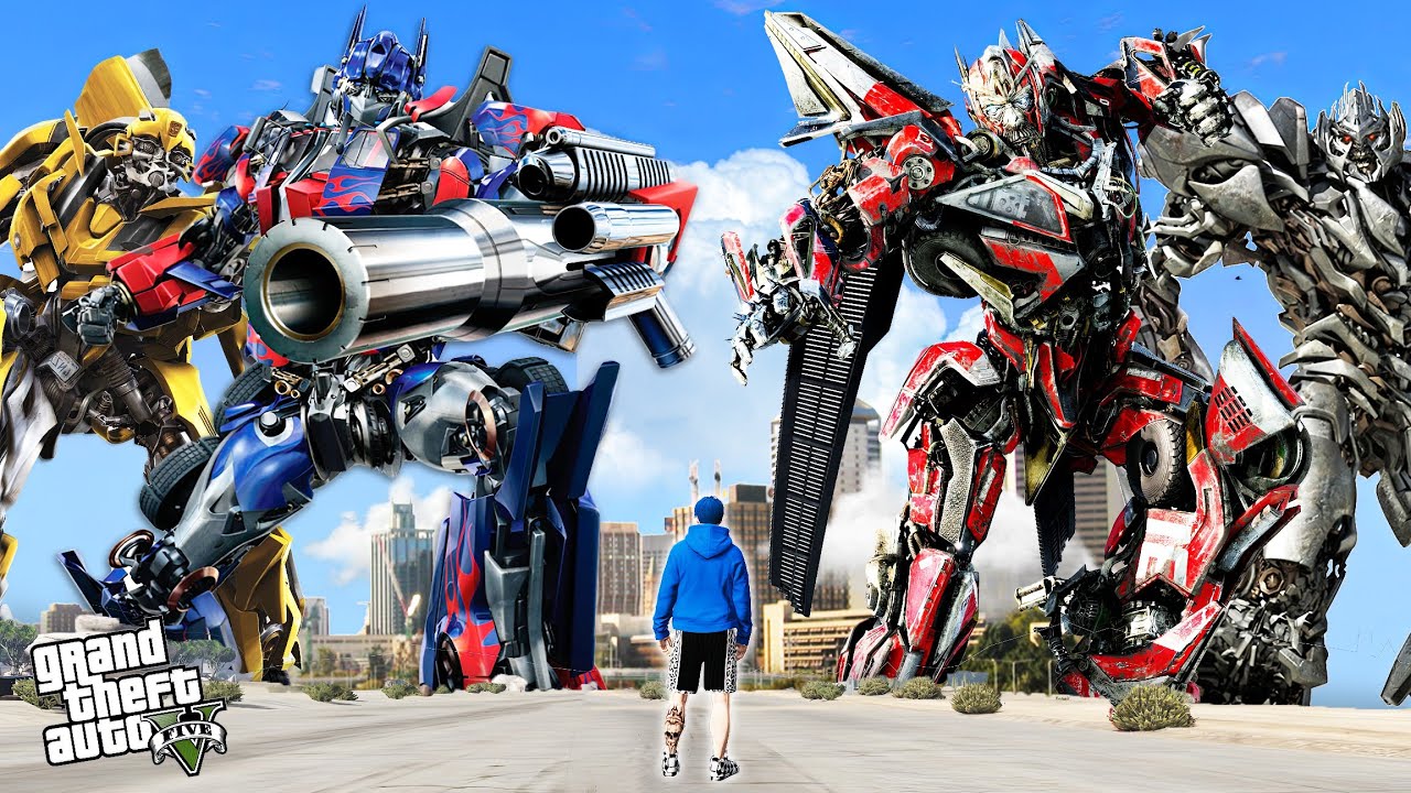 Transformers စက်ရုပ်ကားတွေရဲ့အကြမ်းစားတိုက်ပွဲ/ Transformers in GTA V/ GTA 5 Myanmar