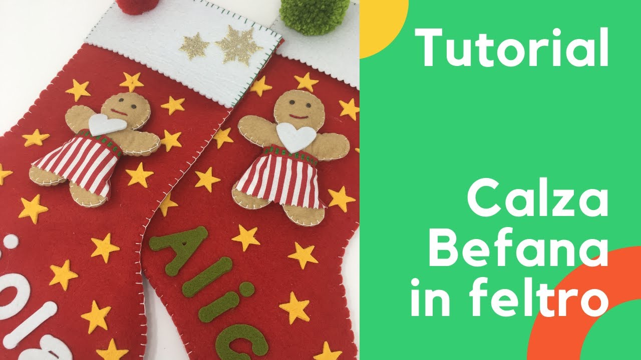 Calza Befana feltro Fai da te-Punto festone tutorial