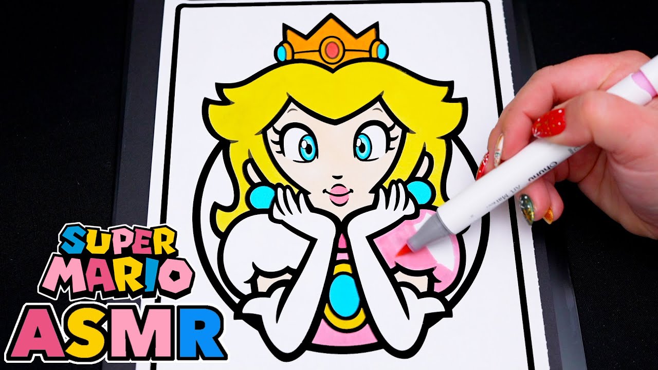 ASMR Princess Peach Coloring (No Talking)