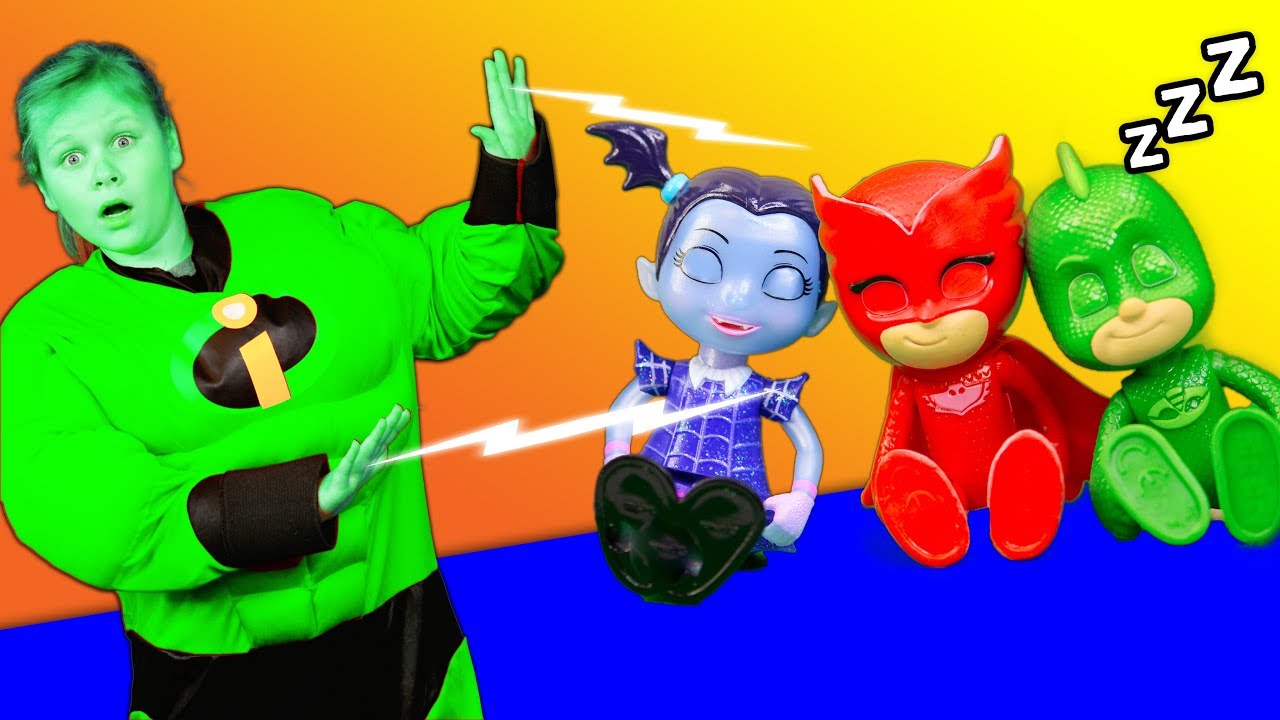 The Incredible Assistant Zaps Sleeping PJ Masks and Vampirina to Save the day