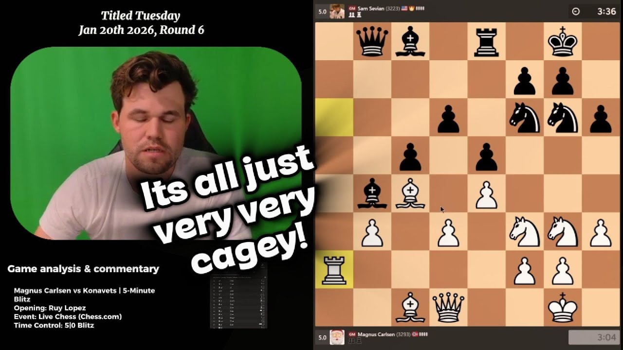 Magnus Carlsen vs Sam Sevian | High level Ruy Lopez | Titled Tuesday