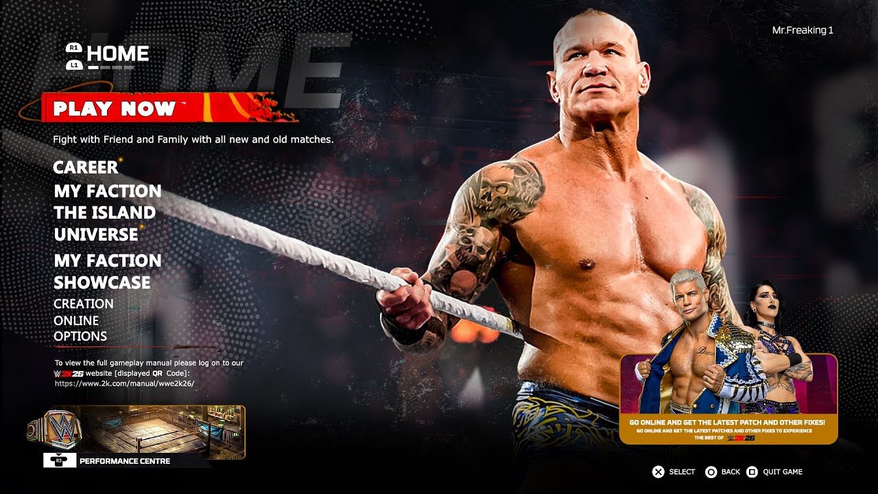 WWE 2K26: Новое главное меню и экран выбора, а также функция создания кинематографических роликов!