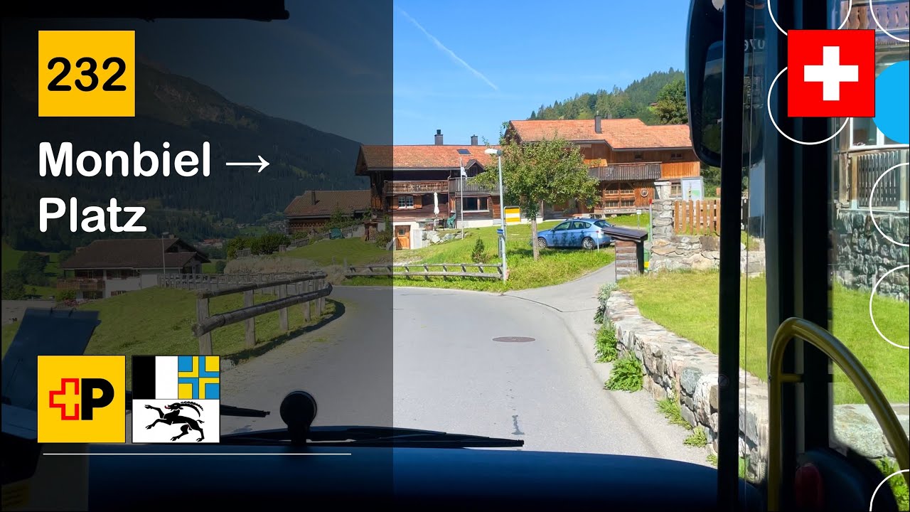 [4K] 🇨🇭 Cab Ride: POSTAUTO GRAUBÜNDEN/ORTSBUS KLOSTERS | 232: Monbiel → Platz | MAN Lion's City A21