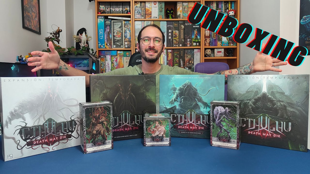 Unboxing Cthulhu Death May Die y Expansiones (Temporada 1,2,3 y 4) - Guía de Mazmorras #7