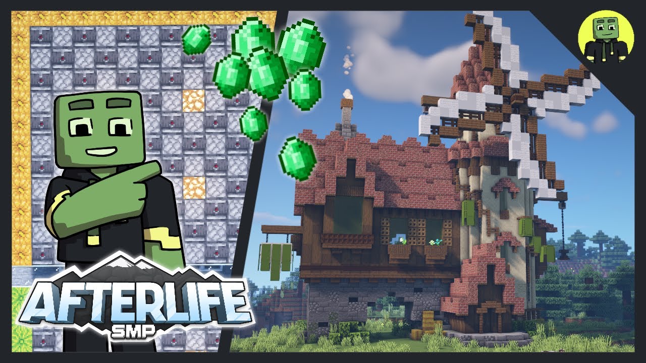 Windmill Farm & Trading Hall! - AfterLife SMP: Ep7 (Minecraft 2021)