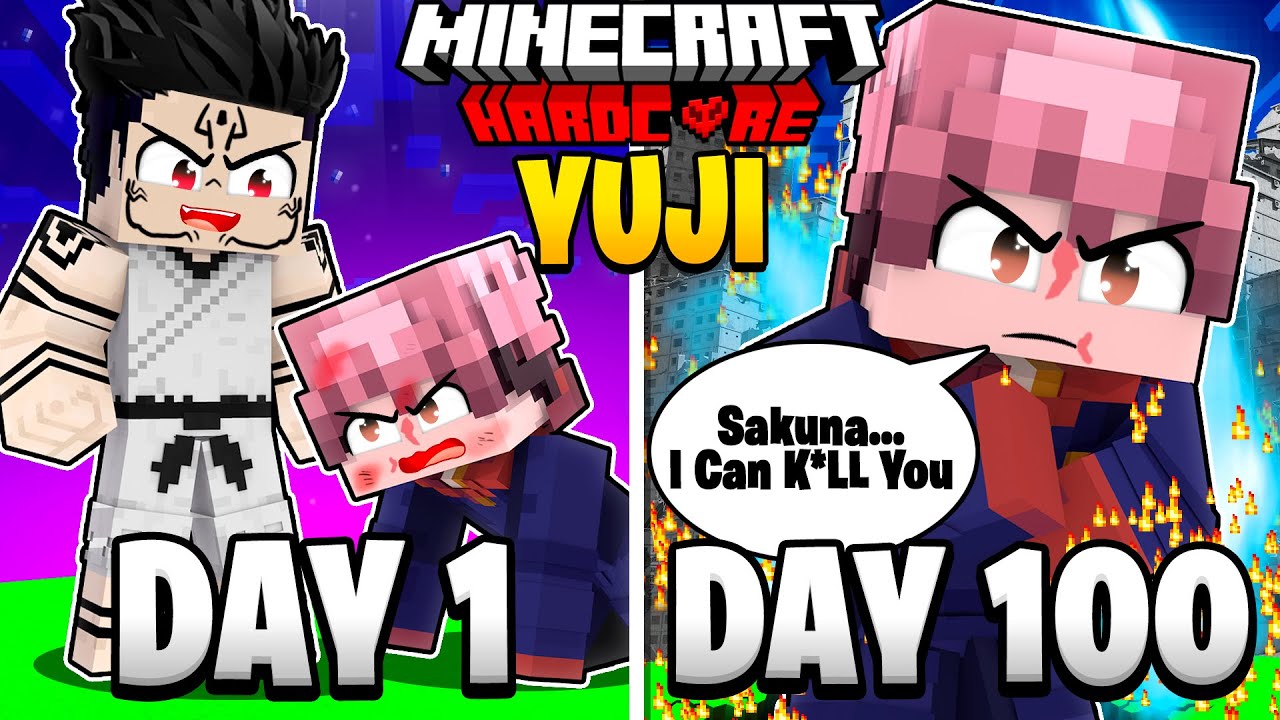 Я выжил 100 дней, играя за Юдзи Итадори в игре Jujutsu Kaisen Minecraft!