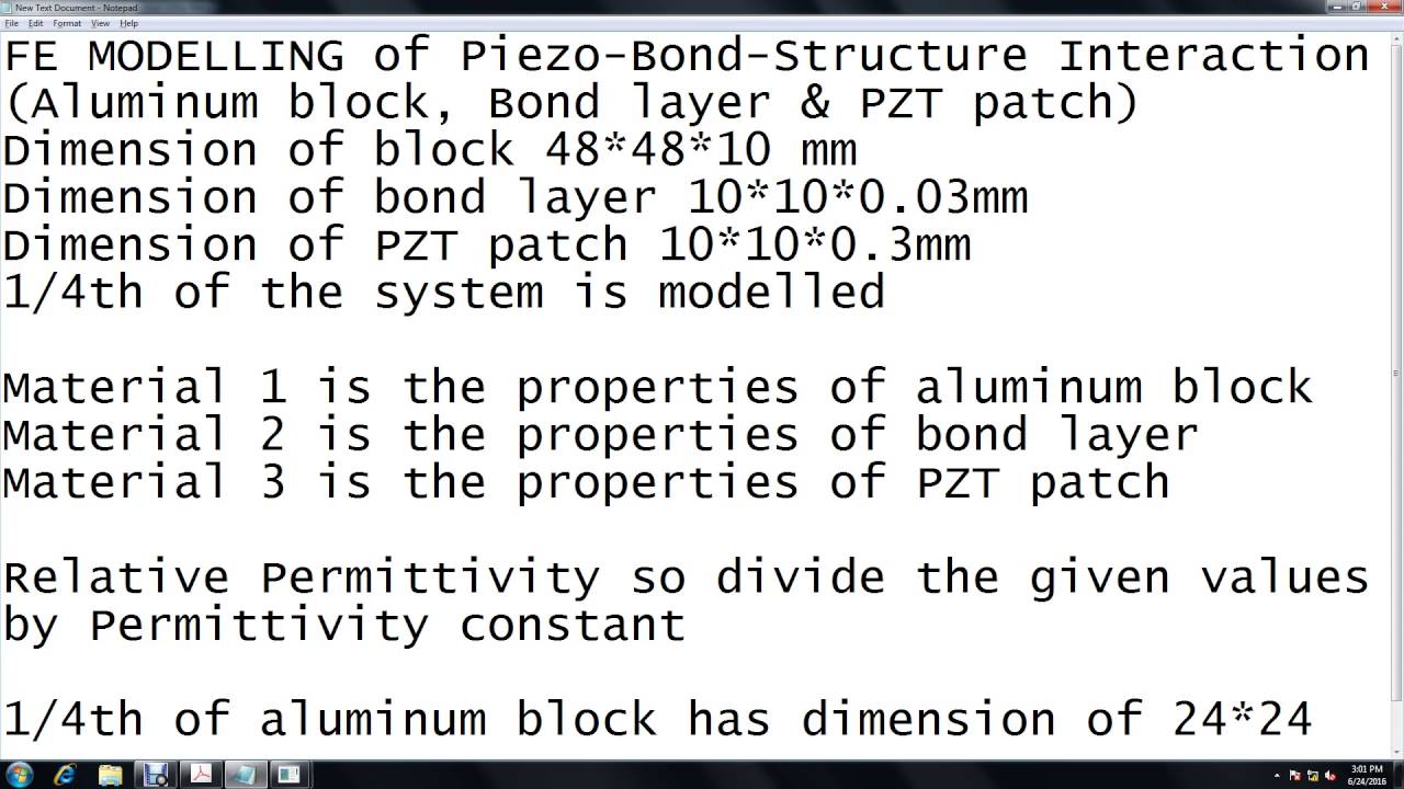 Modelling of PZT patch and aluminum block with bond layer inclusion in ANSYS