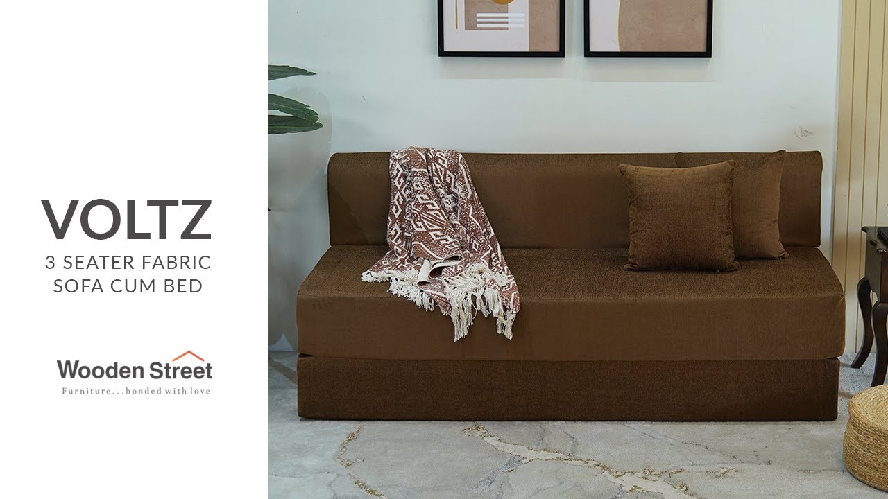 Voltz 3 Seater Fabric Sofa Cum Bed | Convertible Sofa Bed Design | WoodenStreet