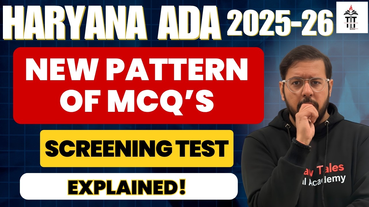 Haryana ADA 2025-26 | New Pattern of MCQ's for Screening Test Explained | Shubham Sir LIVE