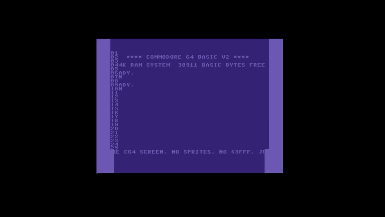 26 rows of text on the Commodore C64