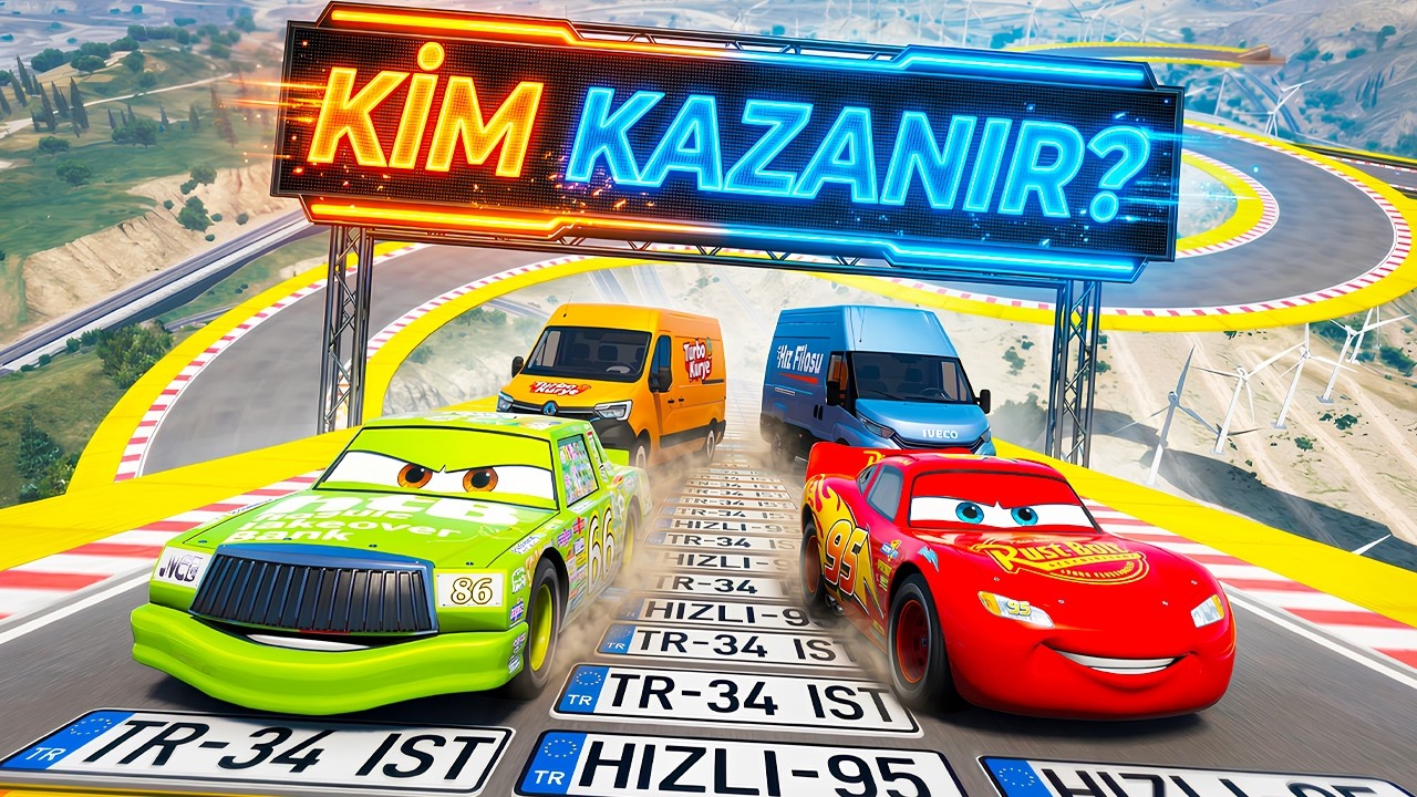 Şimşek McQueen ve Arkadaşları Panelvan Arabalar ile Parkurda | GTA 5 MODS