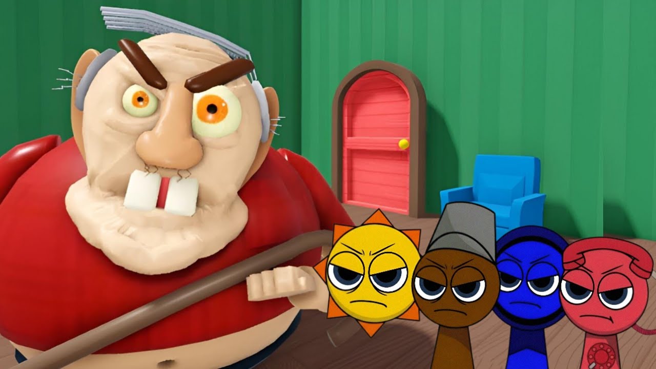 Sprunki Baby Mr.Sun, Brud, Jevin & Telephone Played Escape Evil Grandpa Obby in ROBLOX 