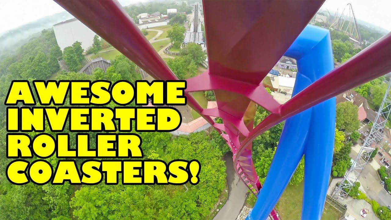 5 Awesome Inverted Roller Coasters! Front Seat View! Onride POV! Banshee Montu Katun MORE!