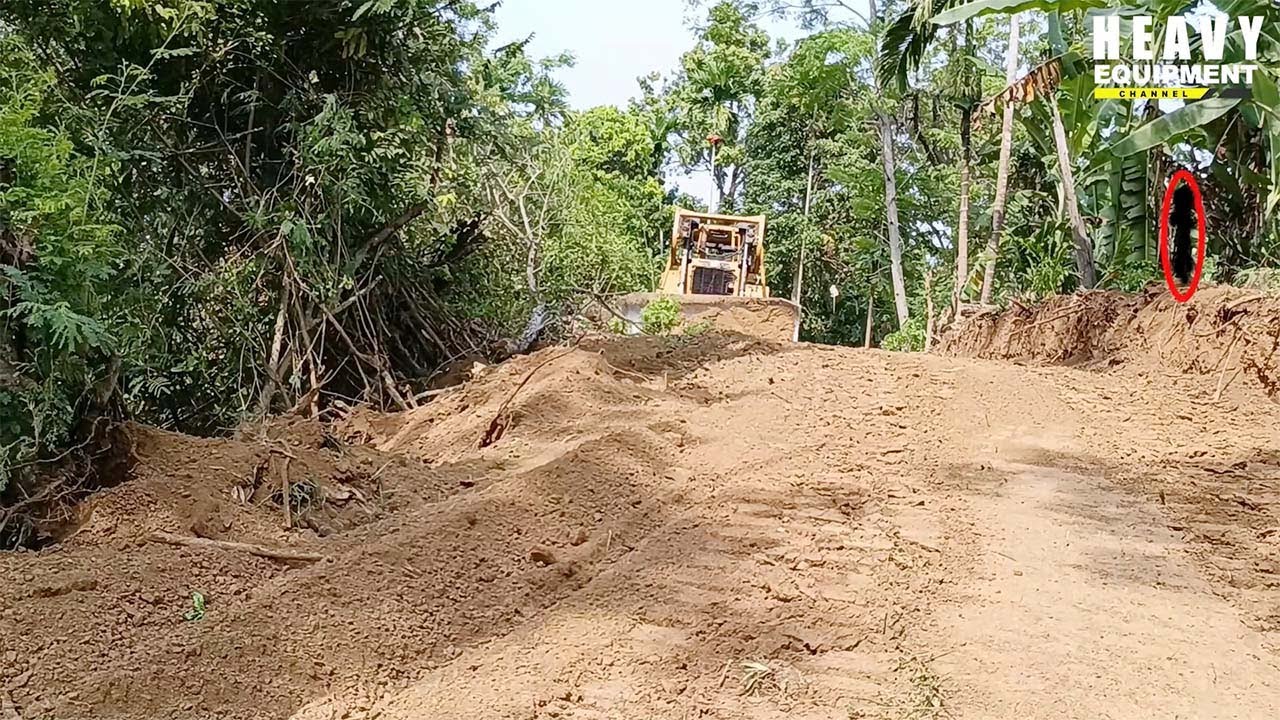Excellent Work Bulldozer Caterpillar D6R XL Working on Widening of Plantation Roads
