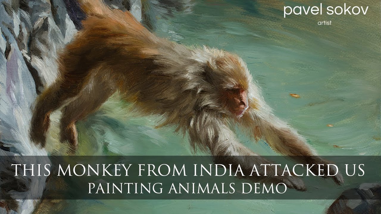 Painting a monkey from Rishikesh India that later attacked us.