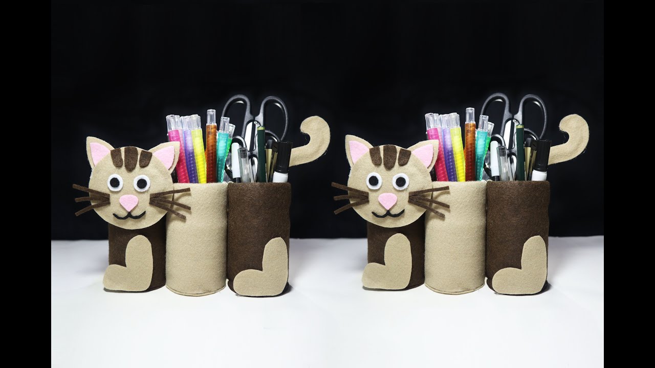 Tempat Pensil Karakter Kucing Dari Botol Bekas | Best Out Of Waste Ideas From Plastic Bottles