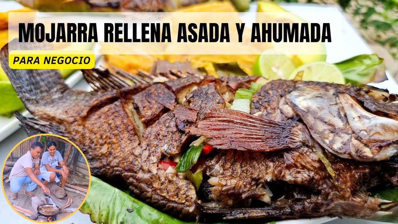 MOJARRA RELLENA ASADA Y AHUMADA - RECETA DE MOJARRA RELLENA SIN HORNO - PESCADO RELLENO ASADO A LEÑA