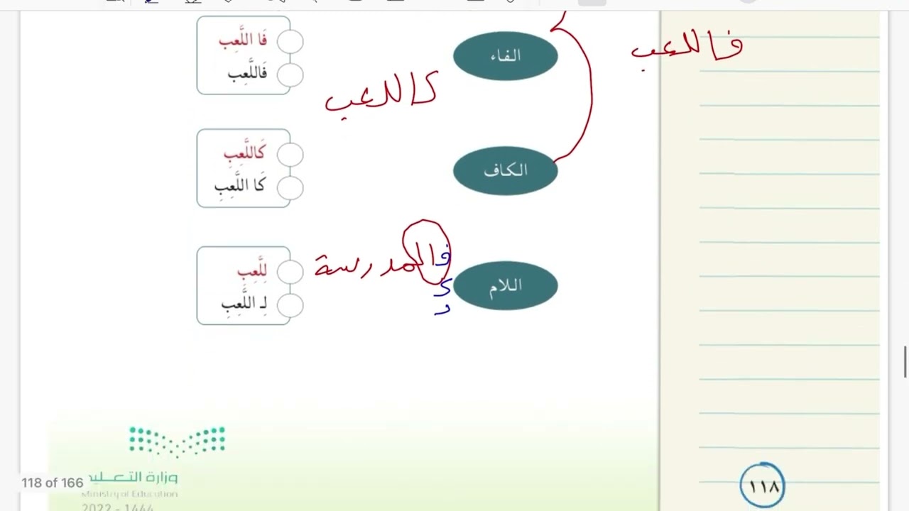 الرسم الإملائي /رسم الاسماء المبدوءة باللام  لغتي اول متوسط الفصل الدراسي الثاني الجزء الاول