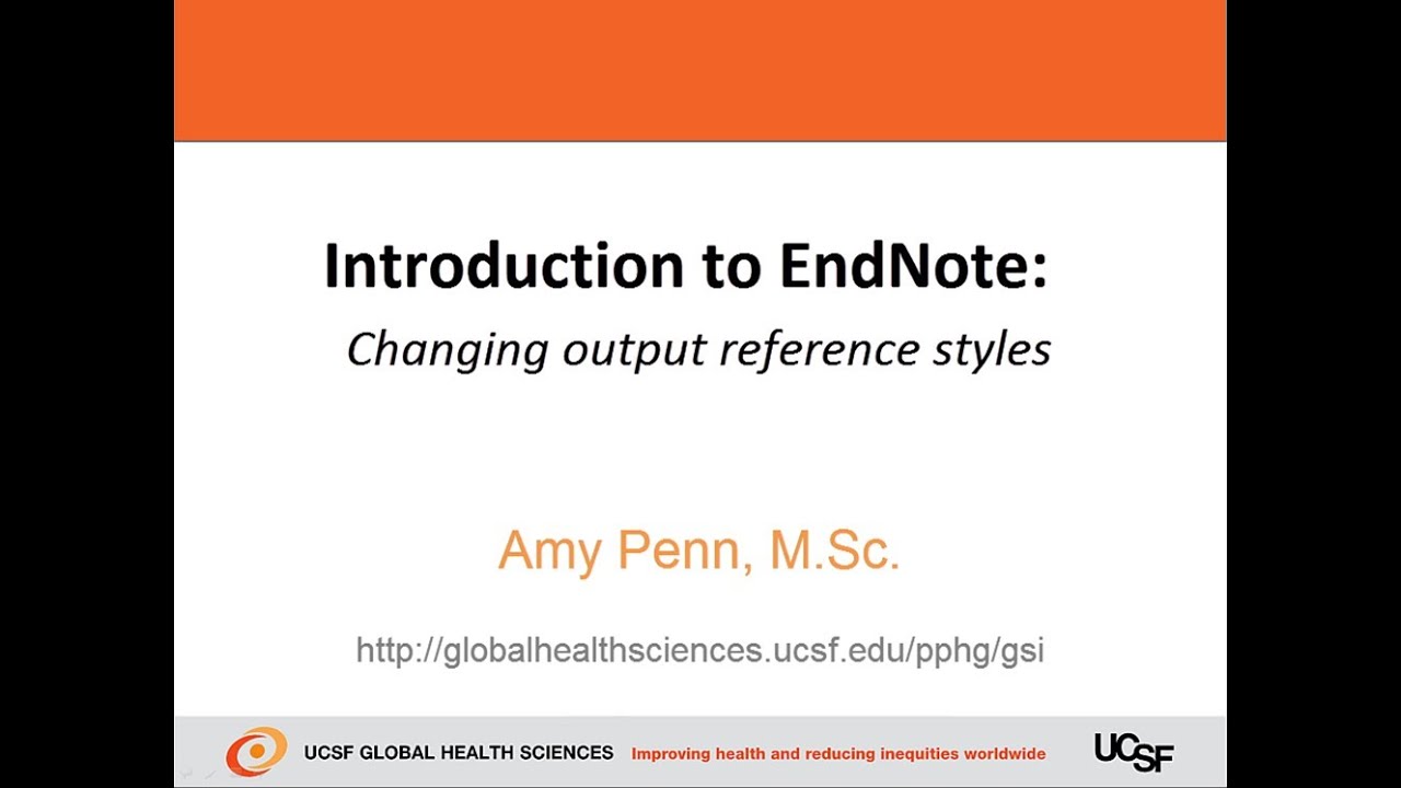 Introduction to EndNote - Changing output reference styles