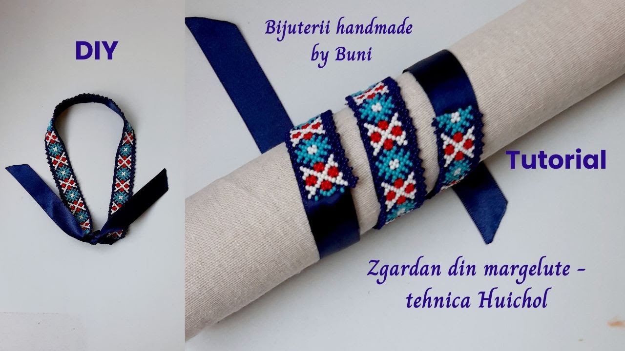 Cum se face simplu si usor un Zgardan din margele - tehnica Huichol/Huichol Beaded Choker