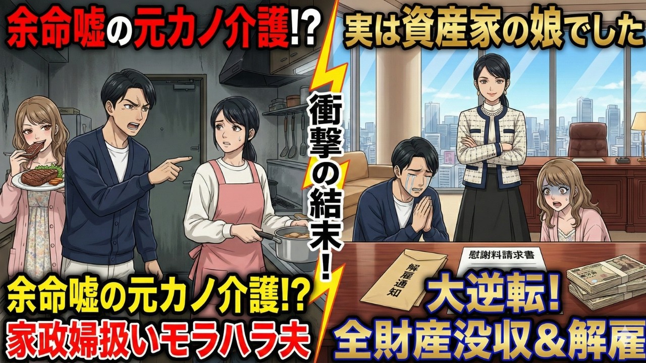 【スカッと】詐病元カノ介護を強要する夫に実家の力で制裁を下す。