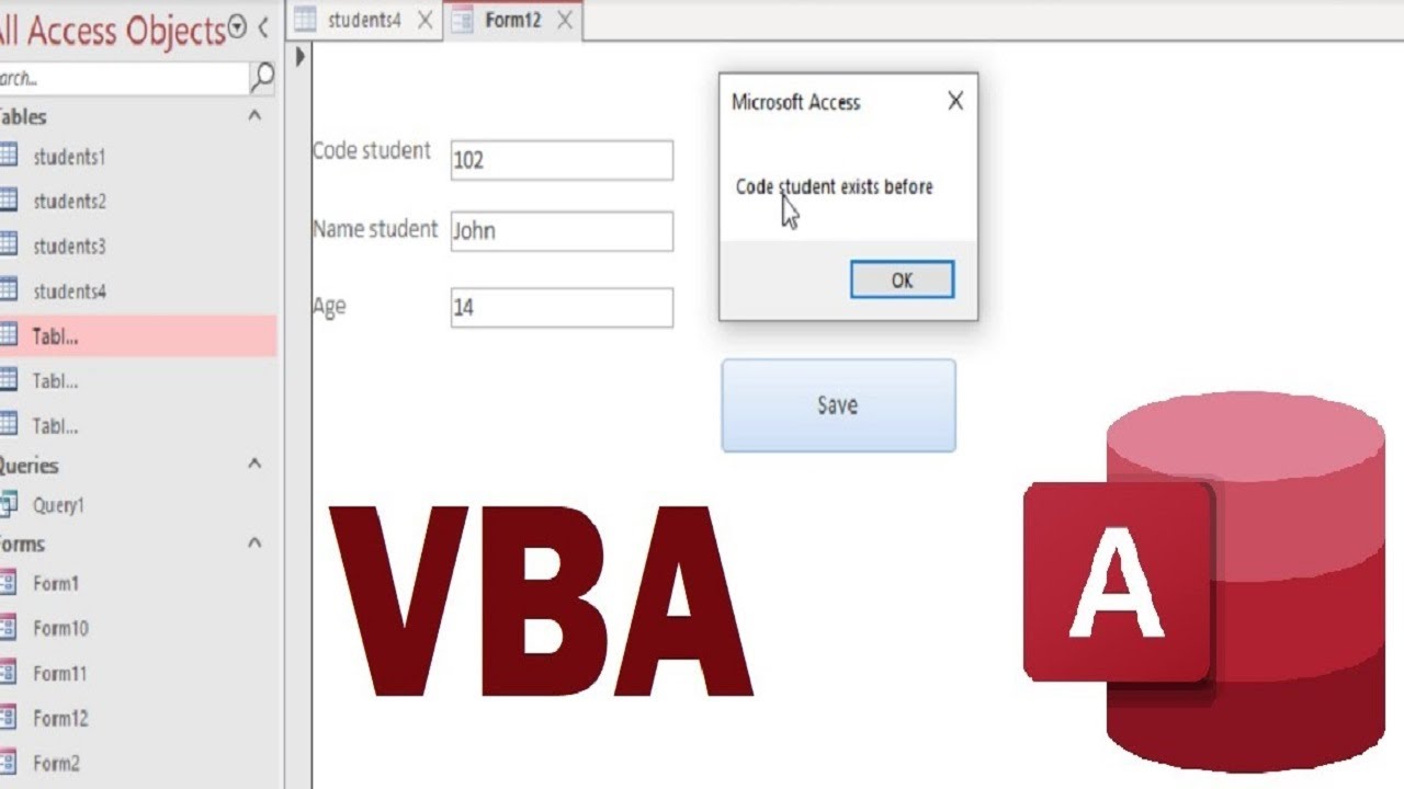 How to save or insert unique values in MS access using VBA