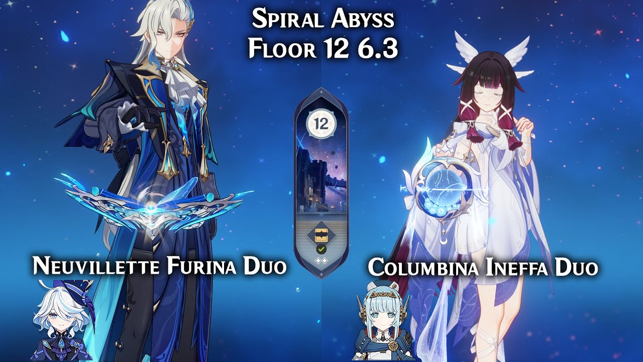 DUO Spiral Abyss 6.3! C0 Neuvillette Furina Duo & C0 Columbina Ineffa Duo | Floor 12 Genshin Impact