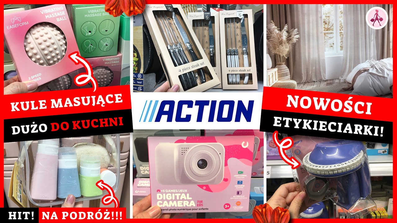 ACTION ETYKIECIARKAI! 😍 Kule masujące 🧡 Tanie zestawy na podr&oacute;ż ✈️ NOWOŚCI CZERWIEC