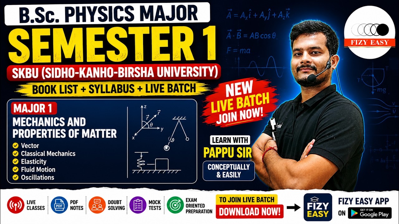 SKBU B.Sc Physics Semester 1 Book List & Syllabus | Fizy Easy | Live batch