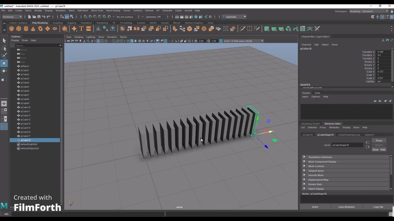 simple domino animation in Maya 2022