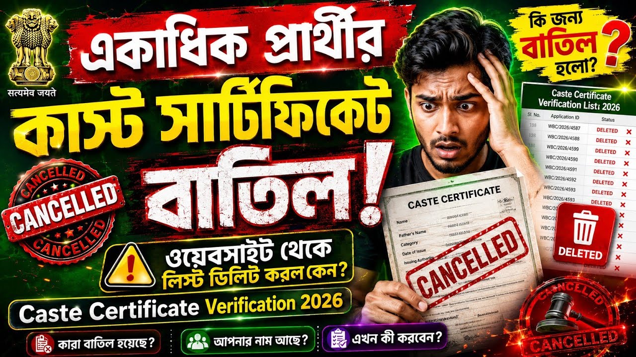 একাধিক প্রার্থীর কাস্ট সার্টিফিকেট বাতিল | ওয়েবসাইট থেকে লিস্ট ডিলিট করল কেন? | Caste Certificate 