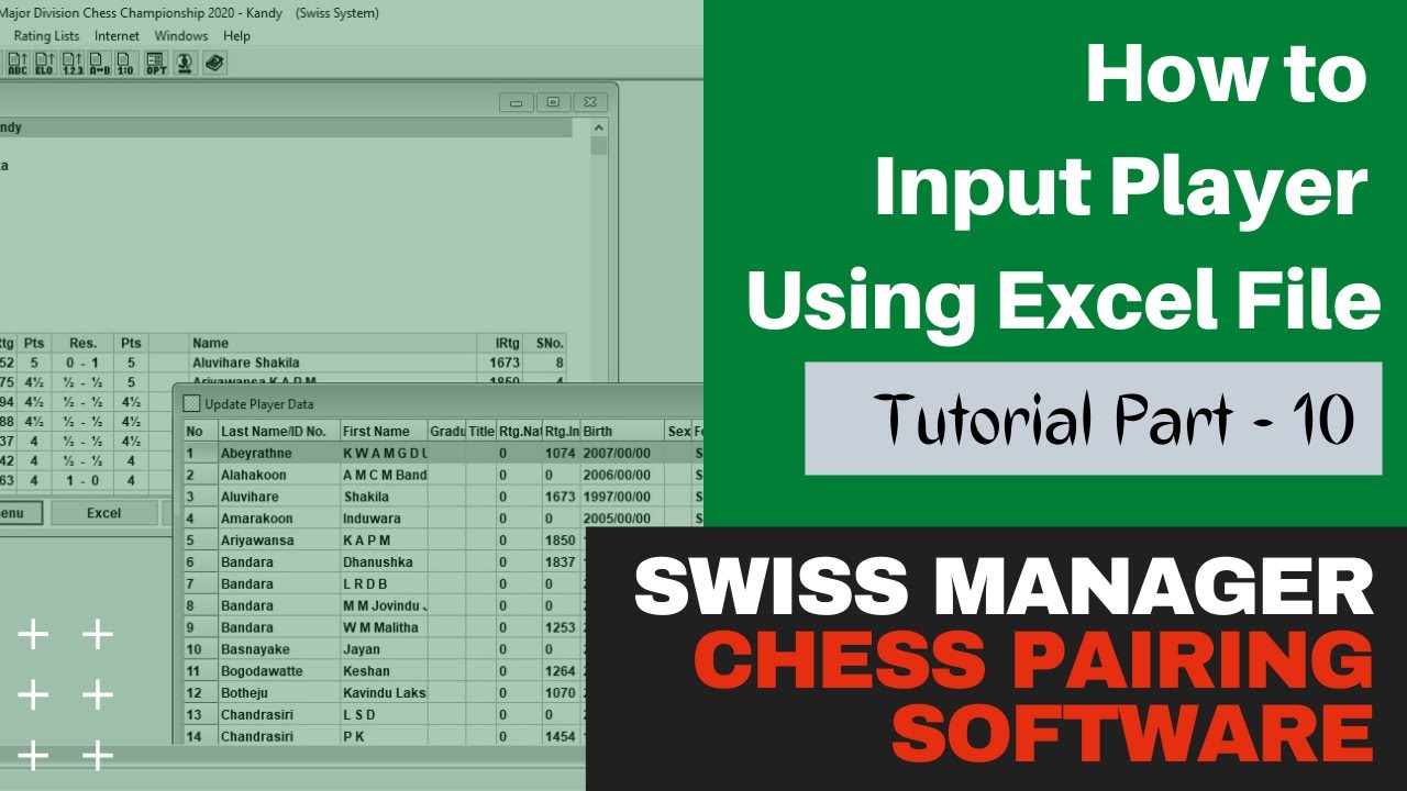 Введите игрока, используя файл Excel — программное обеспечение для жеребьёвки Swiss Manager