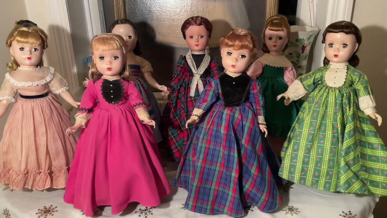Madame Alexander 15” LITTLE WOMEN Dolls 1950’s Hard Plastic, LM Alcott’s Amy,Beth,Jo, Meg,Marme