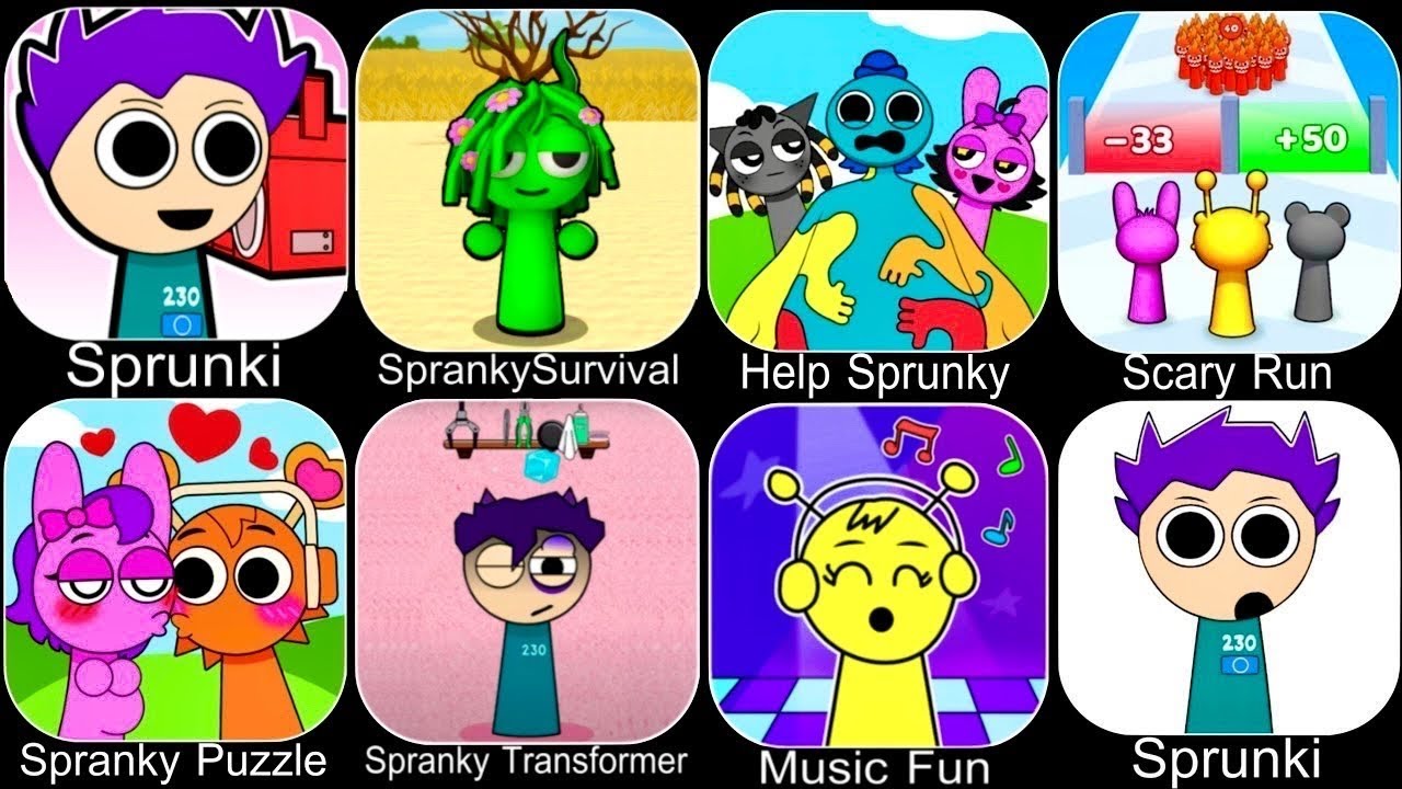 Spranky Survival,Spranky Music,Sprunky Run,Spranky Transformer,Beat Duet,Scary Run
