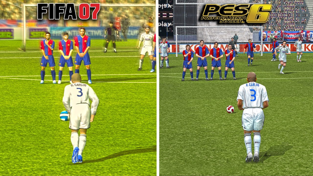 FIFA 07 против PES 6 Штрафные удары | Бекхэм, Роналдиньо, Пирло и др.