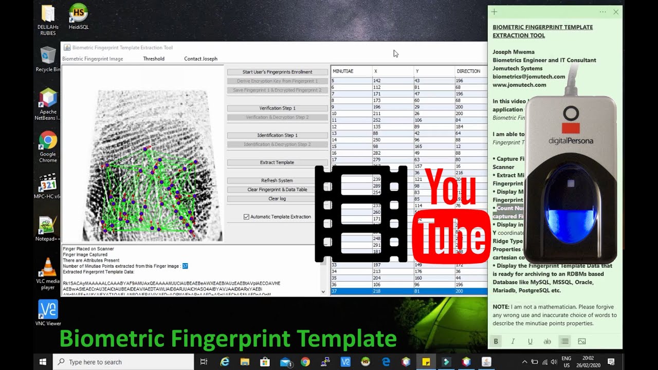 DEMO App for Extracting Fingerprint Templates from Fingerprint Images