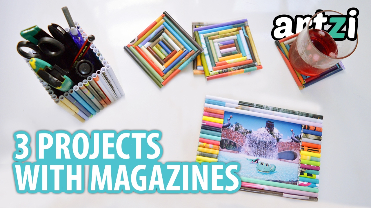 Craft Ideas with Old Magazine :: How to make picture frame / coaster / pencil holder