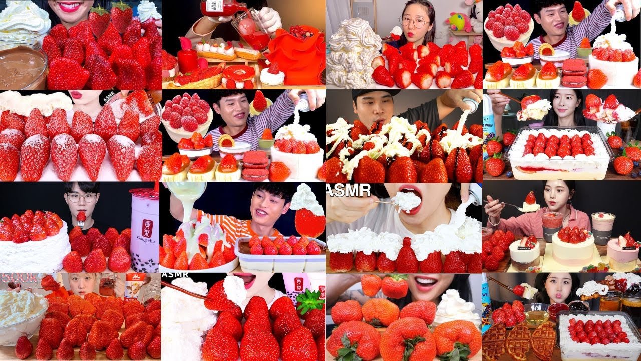 🤤 STRAWBERRY & WHIPPED CREAM CAKE 🍰 ASMR MUKBANG 😋 TOO SATISFYING COMPILATION 🔥