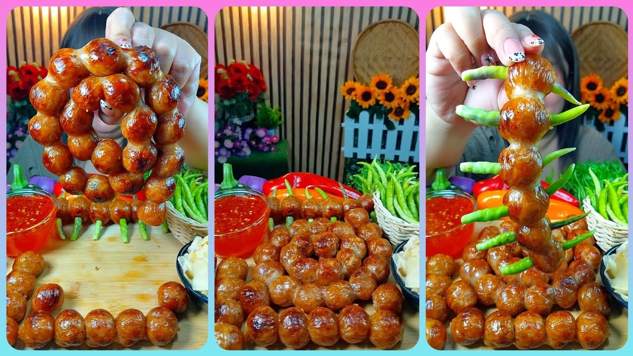 ไส้กรอกอิสานจิ๋ว กินกับผักกรอบๆกับน้ำจิ้มไก้อร่อยสุดๆ @ตั้งใจกิน 
