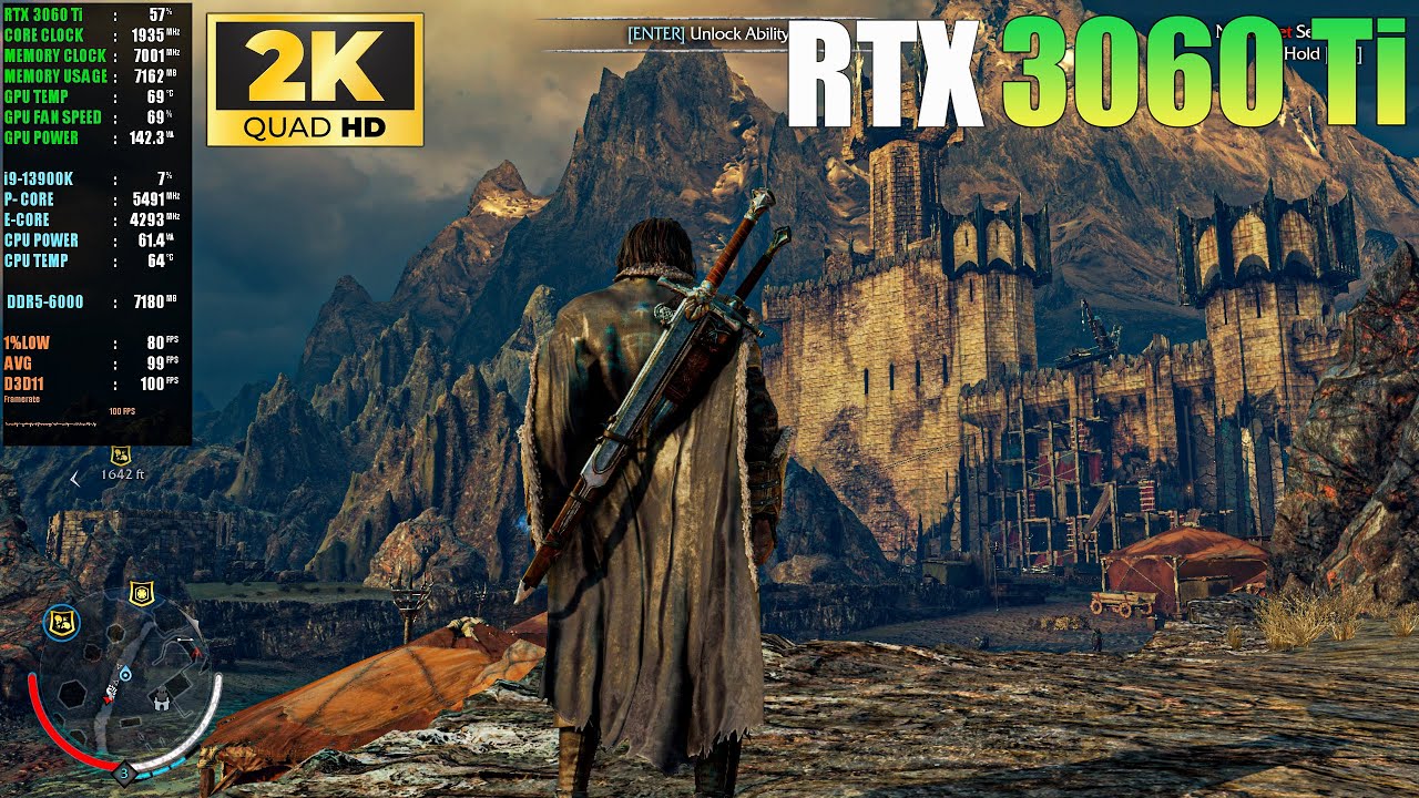 Middle Earth Shadow of Mordor : RTX 3060 Ti 8GB ( 1440p Ultra Settings )