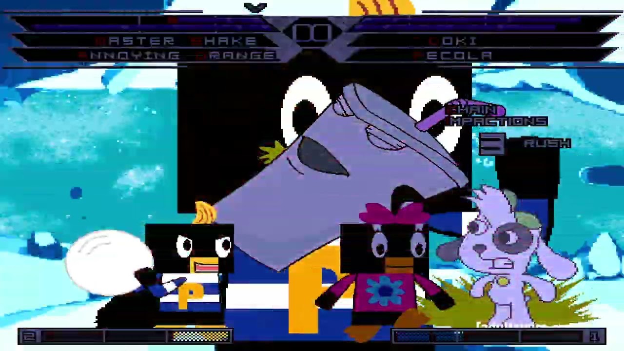 KOF MUGEN Tag Team Master shake & Annoying Orange vs Doki By Elmofan17 & Pecola