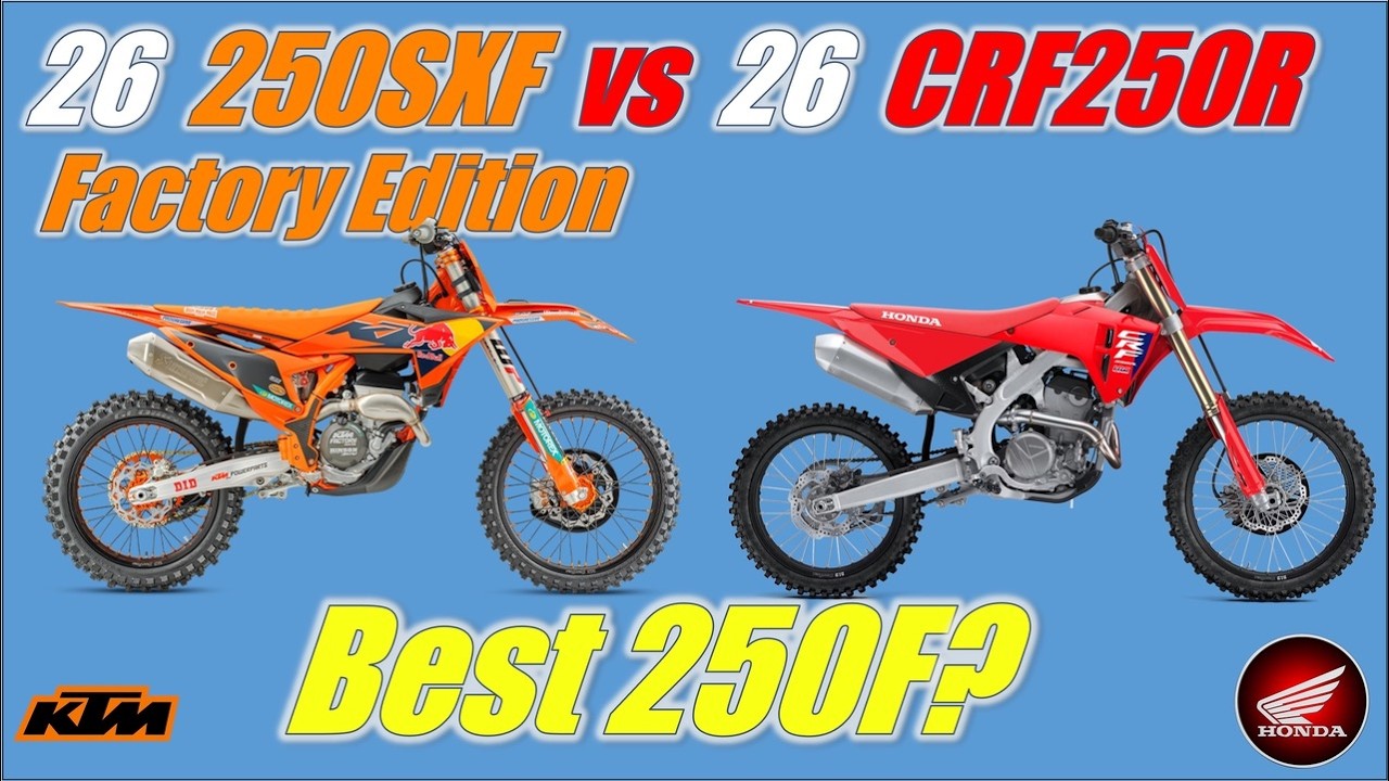 Лучший 250F? KTM 250SXF Factory Edition 2026 года против Honda CRF250R 2026 года &mdash; сравнение лицо...