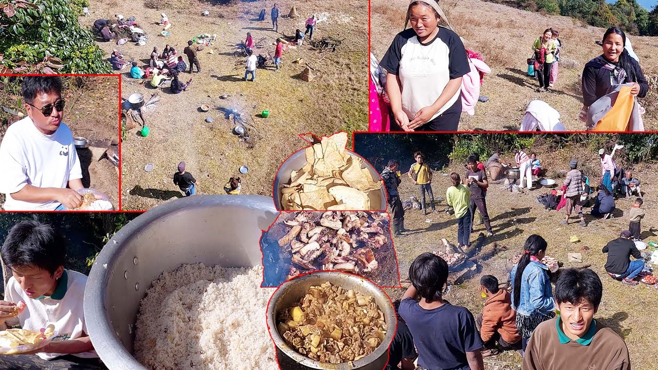 big crowd  picnic PARTY by BIG uncle  Diwaaz Rai Kiratee for all of us || Village gathering Party ||