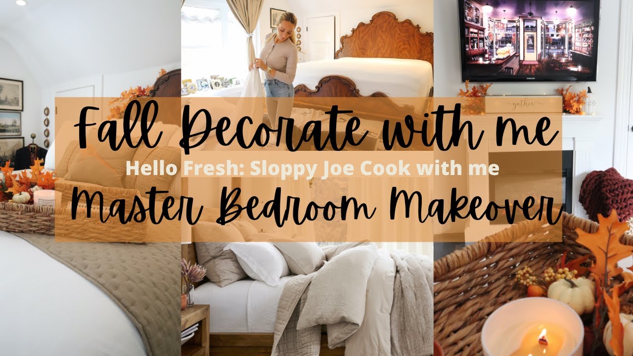 FALL MASTER BEDROOM DECORATE WITH ME!! // HOW TO MAKE YOUR BED LIKE POTTERY BARN // HELLO FRESH!!!