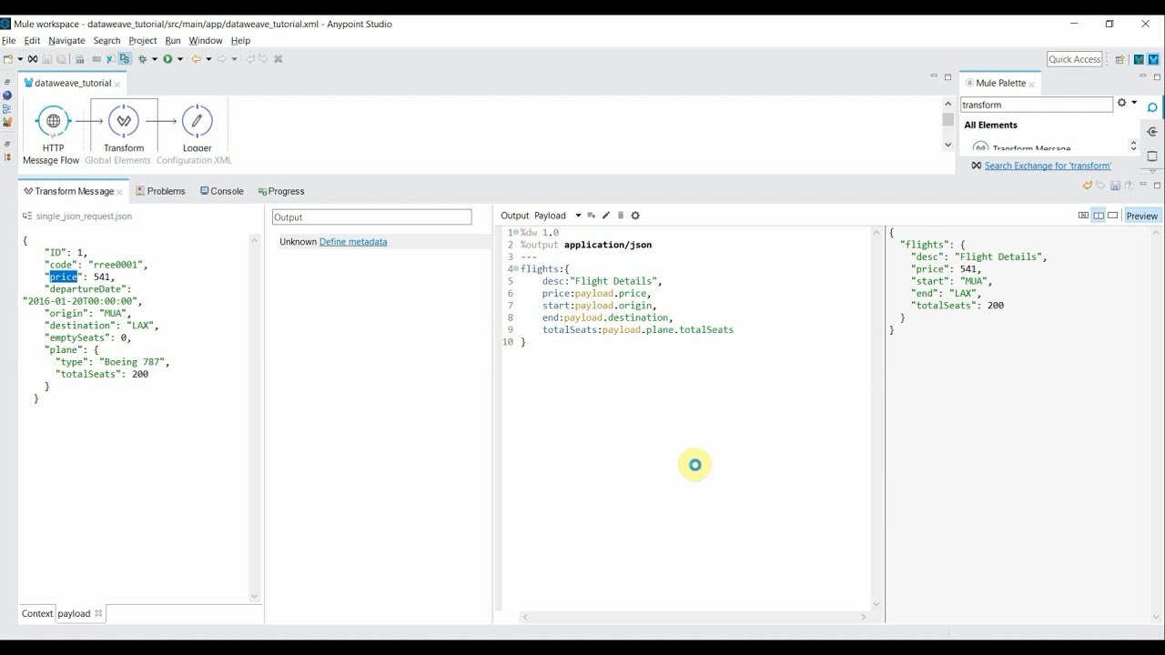DataWeave Transformation Language in Mule Part-I | Transform JSON data into JSON or XML format